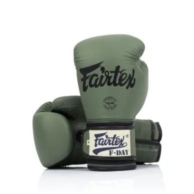 Guantes de boxeo de entrenamiento Fairtex F-Day verde 100% cuero