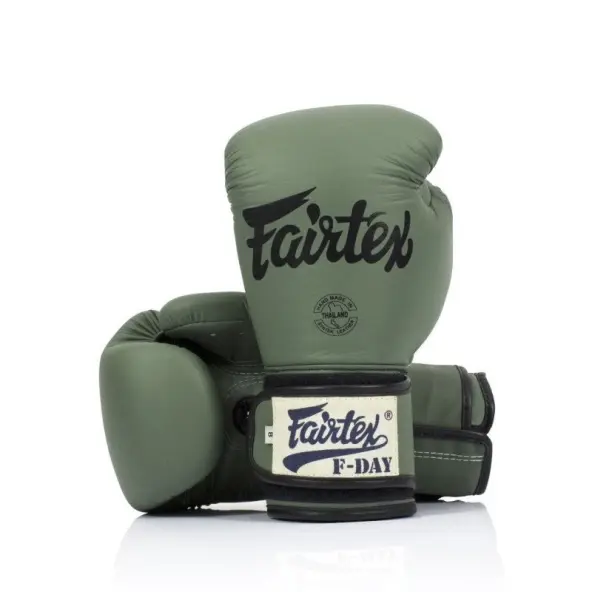 Guantes de boxeo de entrenamiento Fairtex F-Day verde 100% cuero