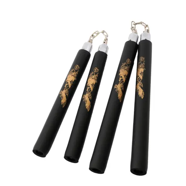 Nunchaku con Cadena de Espuma Negro/Oro