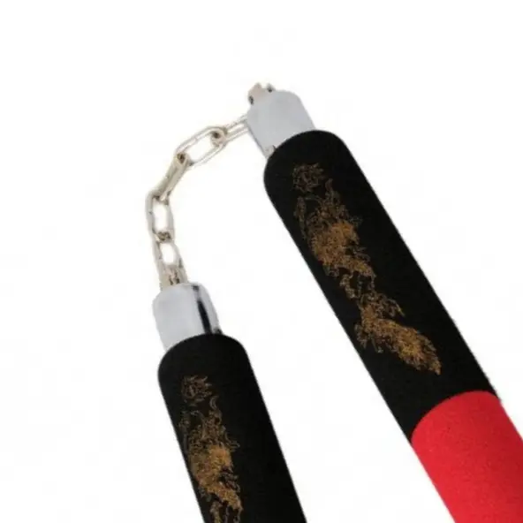 Nunchaku con Cadena de Espuma Negro/Rojo