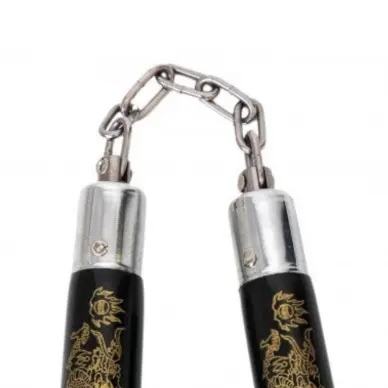 Nunchaku con Cadena de Madera Negro/Oro - 12