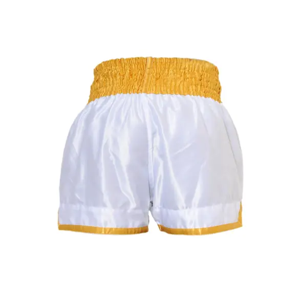 Short boxeo tailandés FIGHTER Blanco y Amarillo