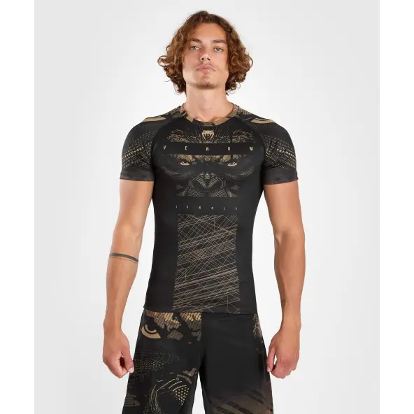 Rashguard de manga corta Venum Gorilla Jungle Negro/Arena