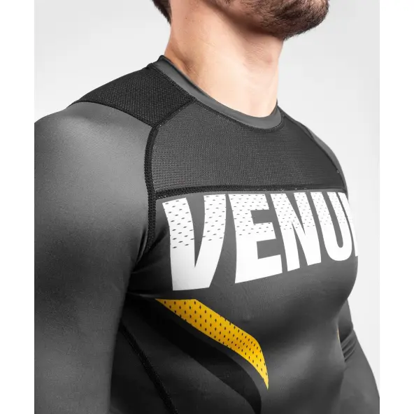 Rashguard Venum One FC Impact gris/amarillo mangas largas