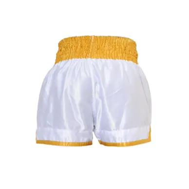 Short boxeo tailandés FIGHTER Blanco y Amarillo