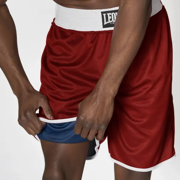 Short de boxeo inglés reversible rojo y azul