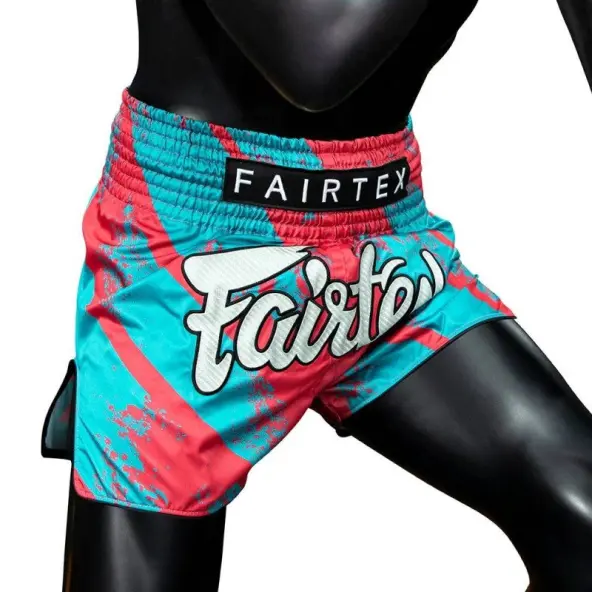 Short boxeo tailandés Fairtex BS1929 Street King Turquesa/Rojo