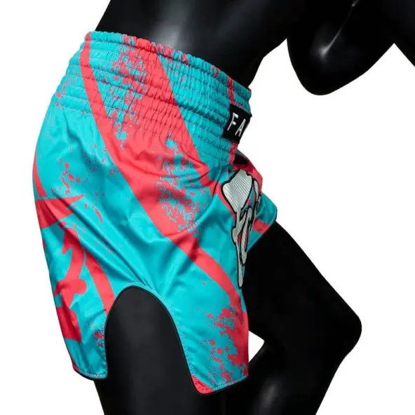 Short boxeo tailandés Fairtex BS1929 Street King Turquesa/Rojo
