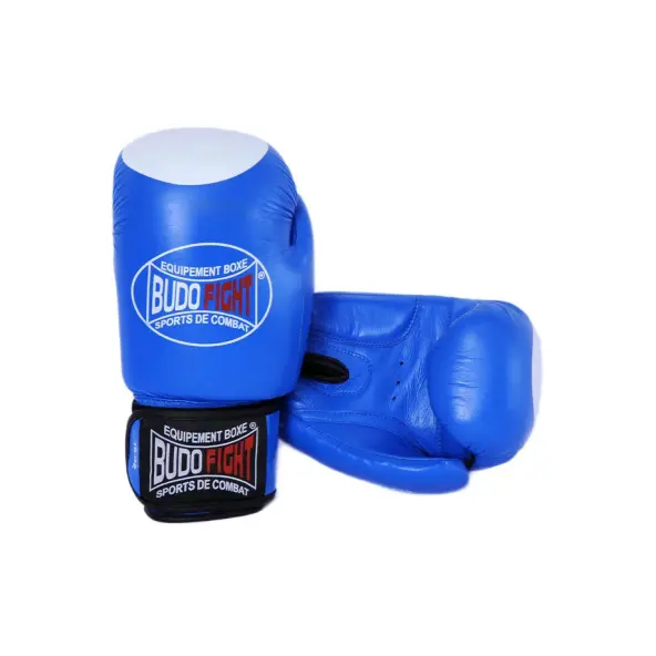 Guantes de kárate de contacto 100% cuero azul