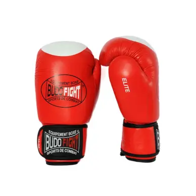 Guantes de kárate de contacto 100% cuero rojo