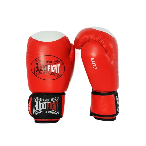 Guantes de kárate de contacto 100% cuero rojo