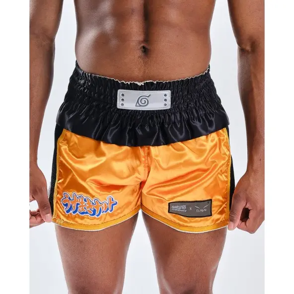 Short boxeo tailandés Naruto x Elion Negro/Naranja