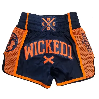 Short de boxeo tailandés WickedOne Cross naranja y azul - 1