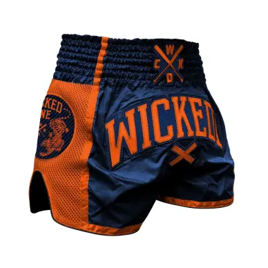 Short de boxeo tailandés WickedOne Cross naranja y azul - 2