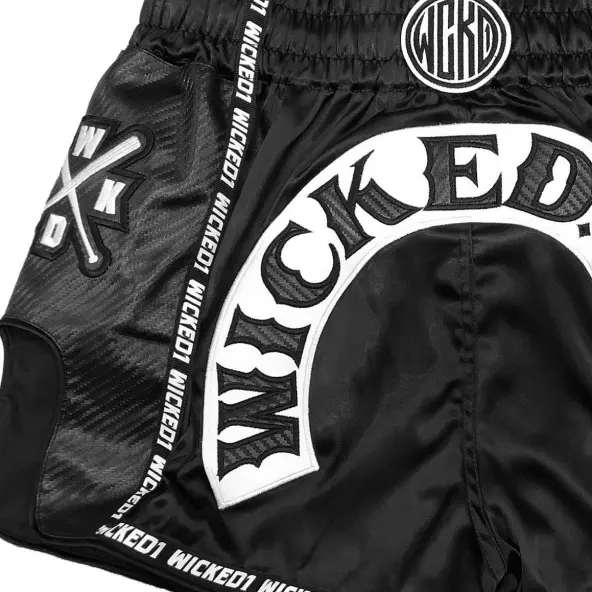 Short de boxeo tailandés WickedOne Rowdy negro