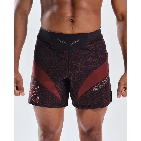 Short MMA Ajustado Naruto x Elion Akatsuki Negro/Burdeos