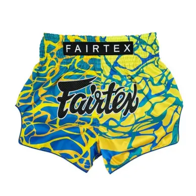 Short boxeo tailandés Fairtex BS1927 Magma Amarillo/Azul