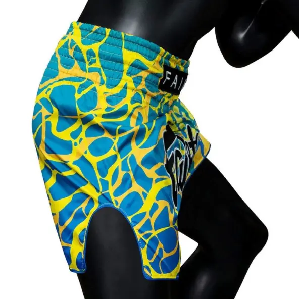 Short boxeo tailandés Fairtex BS1927 Magma Amarillo/Azul
