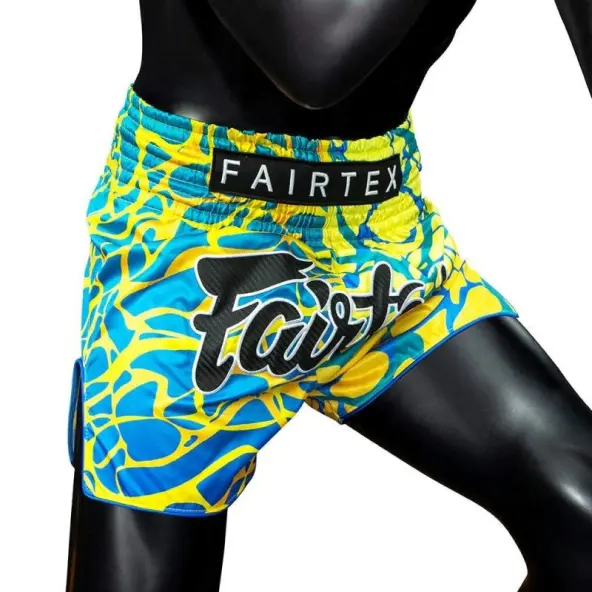 Short boxeo tailandés Fairtex BS1927 Magma Amarillo/Azul