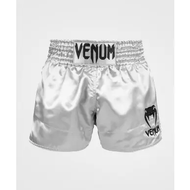Short Boxeo Tailandés Venum Classic Plata/Negro