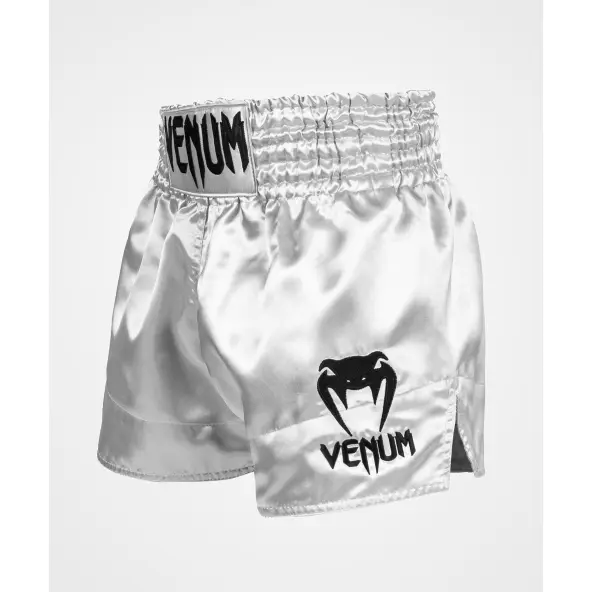 Short Boxeo Tailandés Venum Classic Plata/Negro