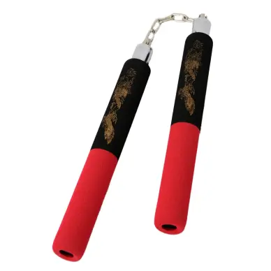 Nunchaku con Cadena de Espuma Negro/Rojo