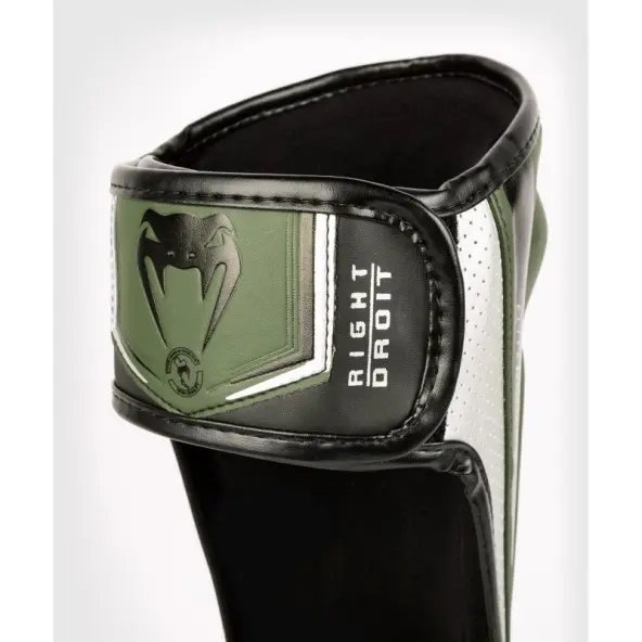Espinillera y protector de pie Venum Elite Evo Caqui-Plata