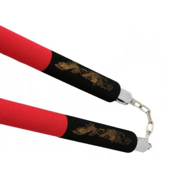 Nunchaku con Cadena de Espuma Negro/Rojo