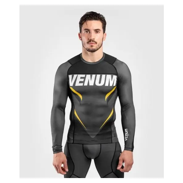 Rashguard Venum One FC Impact gris/amarillo mangas largas