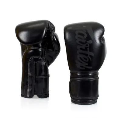 Guantes de boxeo de entrenamiento Fairtex Solid Black 100% cuero - 4