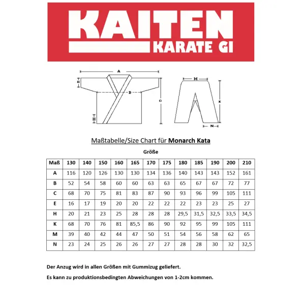 Kimono de Karate Kaiten Monarch corte kata