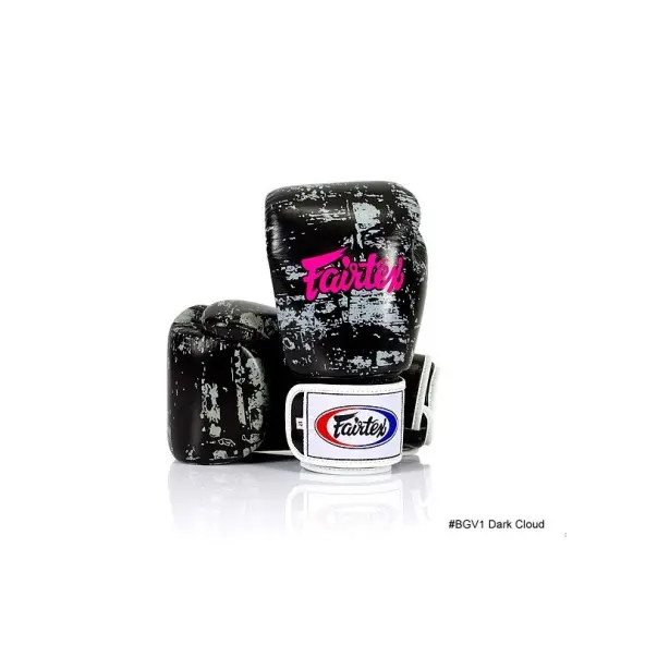 Guantes de boxeo de entrenamiento Fairtex Dark Cloud 100% cuero