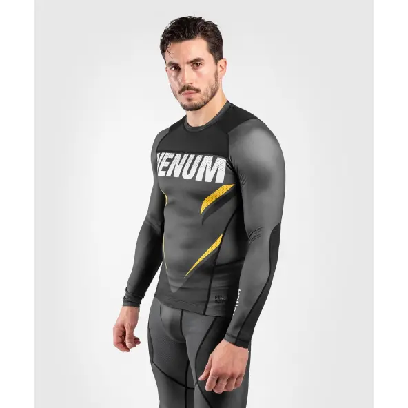 Rashguard Venum One FC Impact gris/amarillo mangas largas